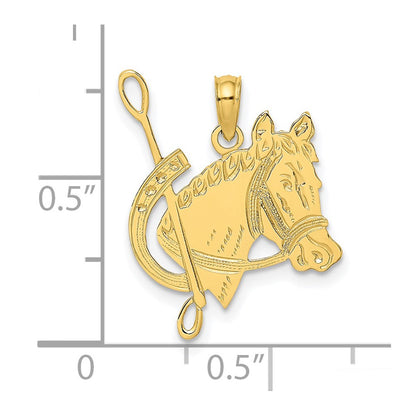 10K Yellow Gold 10K Textured Horse Head And Shoe Charm