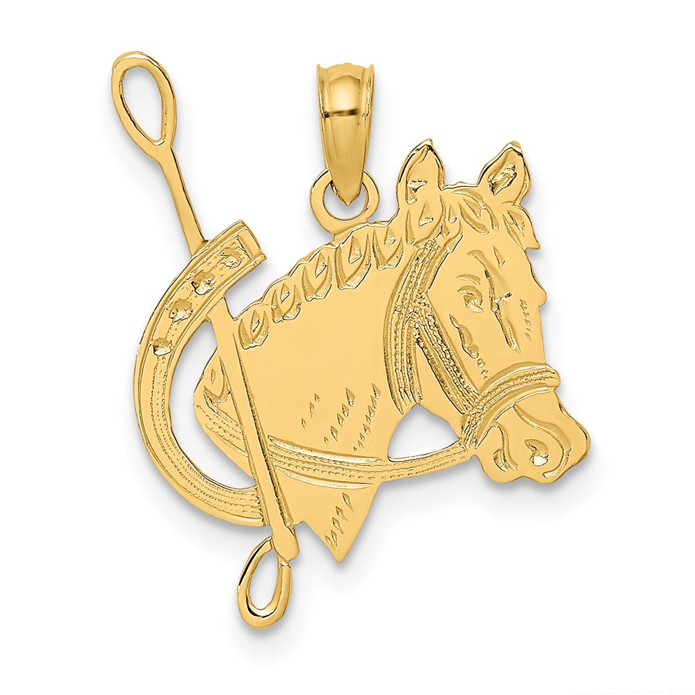 10K Yellow Gold 10K Textured Horse Head And Shoe Charm