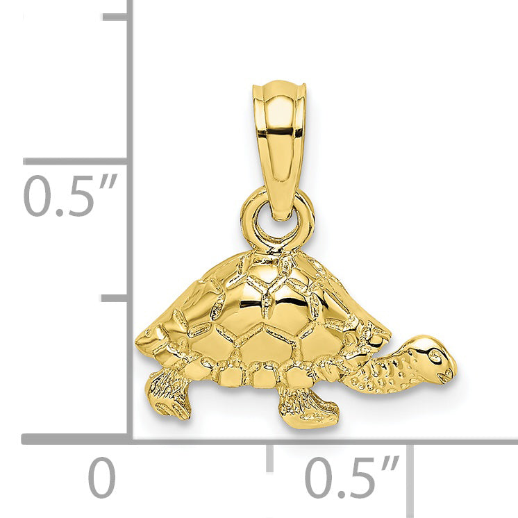 10K Yellow Gold 10K Polished And Engraved Mini Turtle Charm