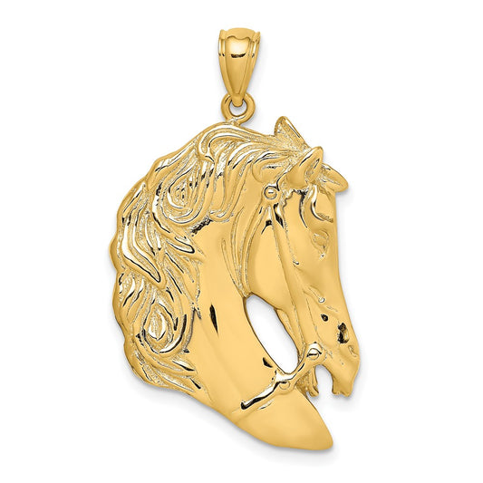 10K Yellow Gold 10K Horse Head W/Long Mane Charm
