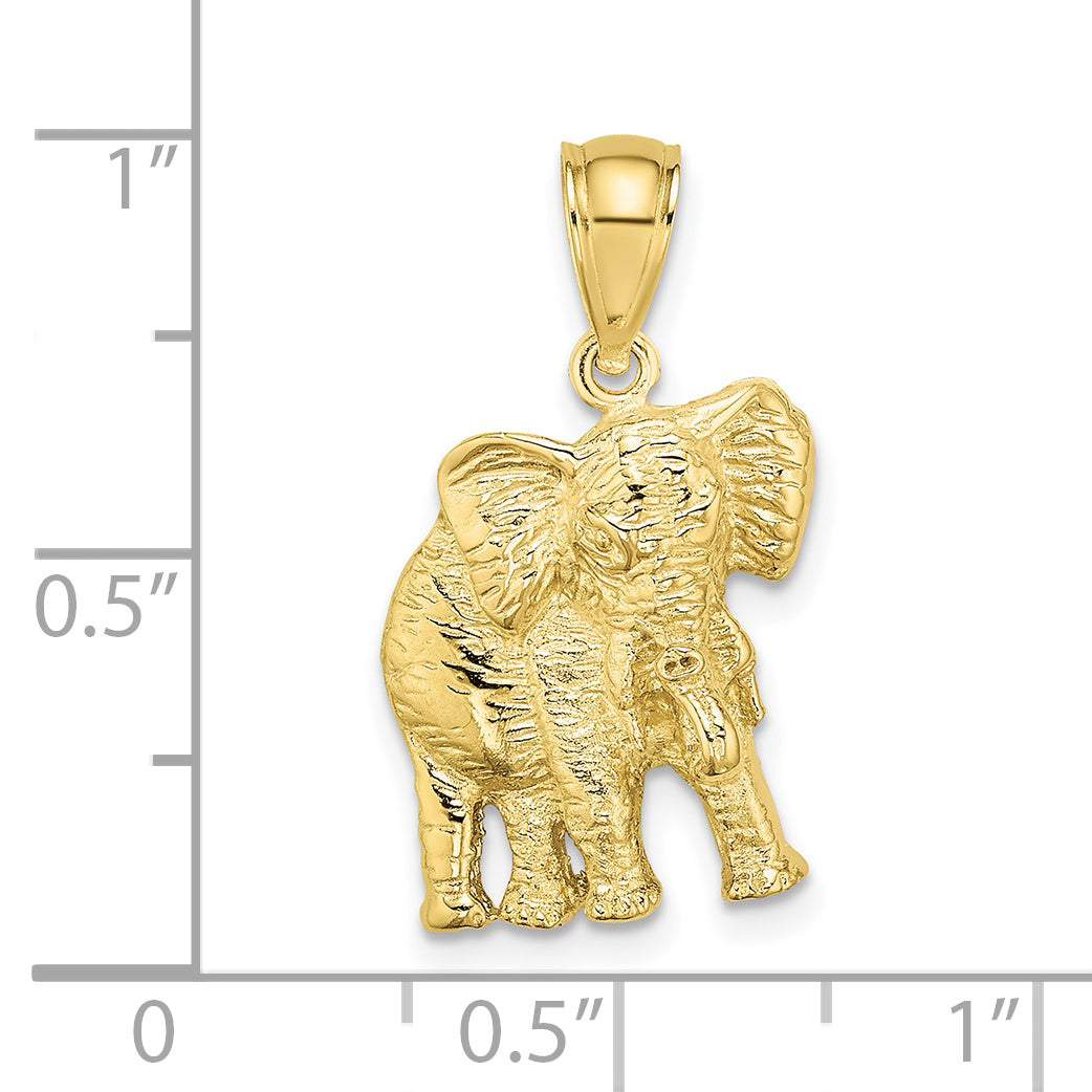 10K Yellow Gold 10K 2-D Elephant W/ Raised Trunk Charm