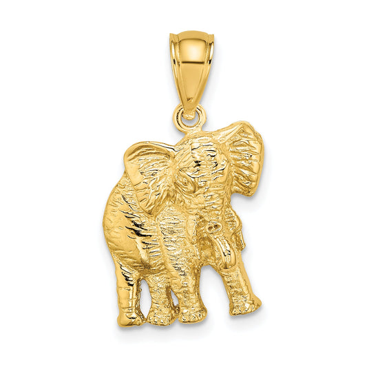 10K Yellow Gold 10K 2-D Elephant W/ Raised Trunk Charm