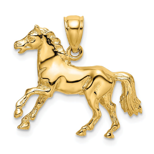 10K Yellow Gold 10K 3-D Horse Charm