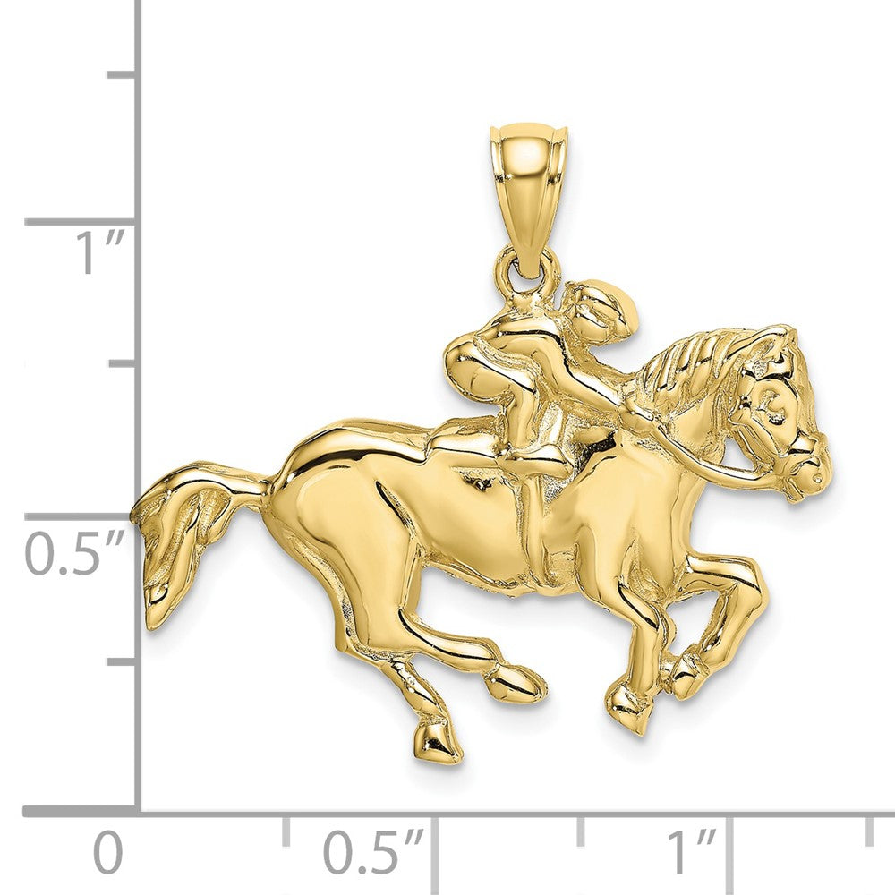 10K Yellow Gold 10K 2-D Jockey On Horse Charm