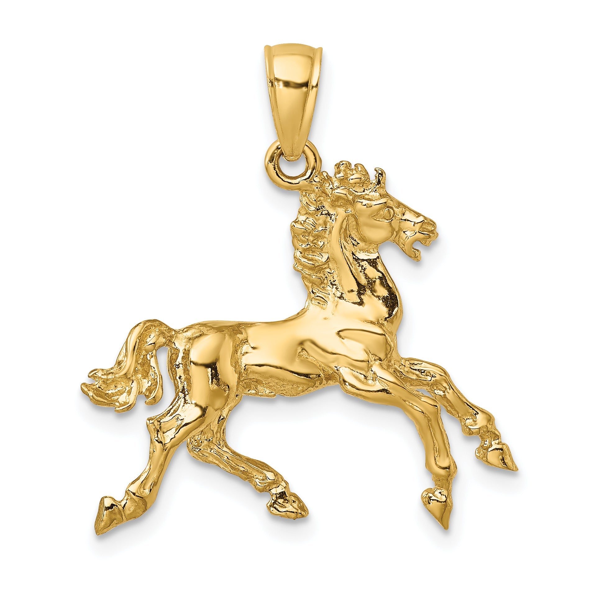 10K Yellow Gold 10K 3-D Horse Trotting Charm