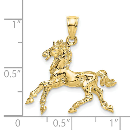 10K Yellow Gold 10K 3-D Horse Trotting Charm