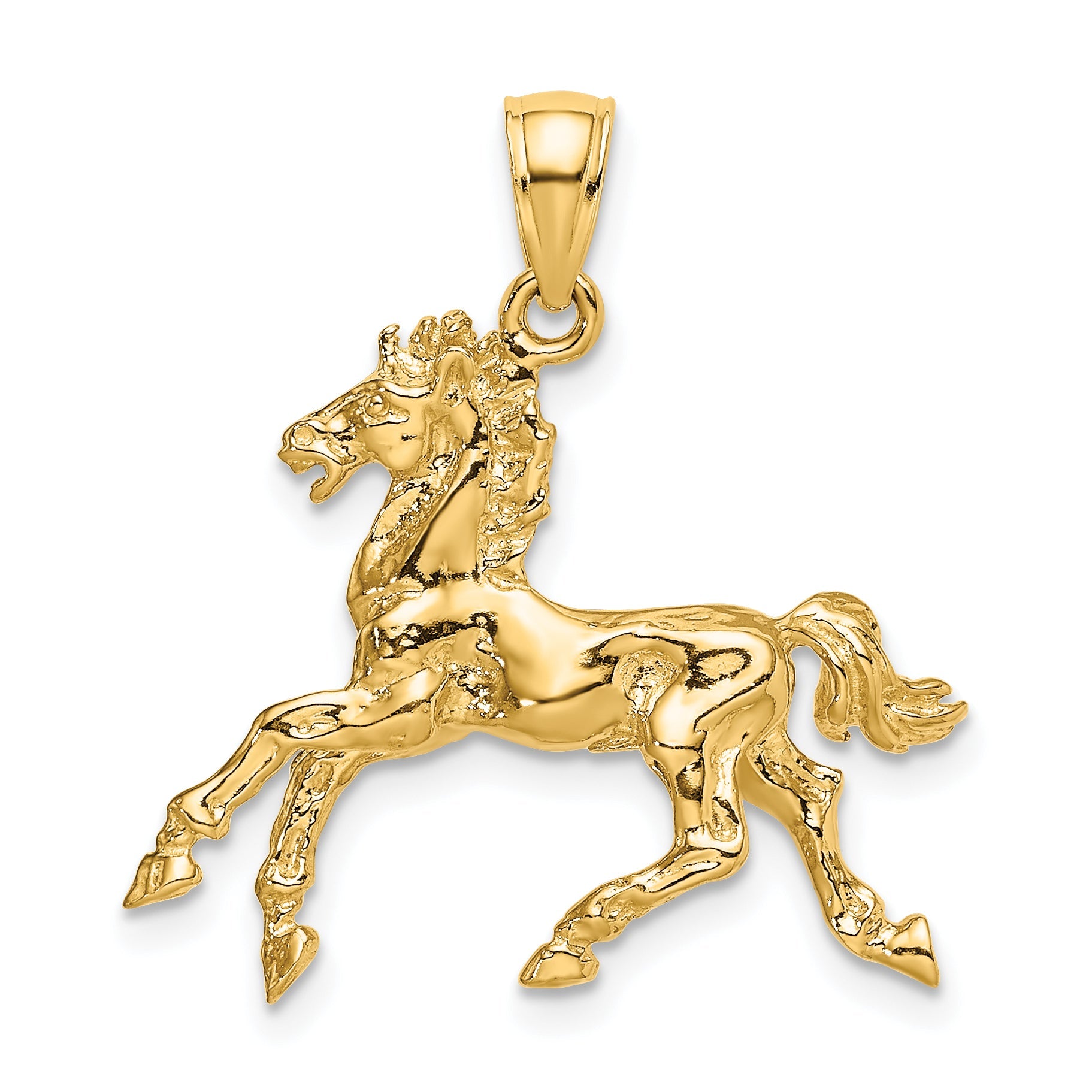 10K Yellow Gold 10K 3-D Horse Trotting Charm