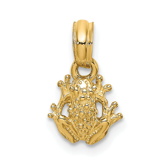 10K Yellow Gold 10K Textured Miniature Frog Charm