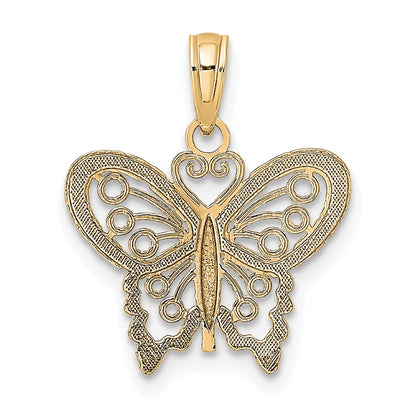 10K Yellow Gold Diamond-Cut Butterfly Charm