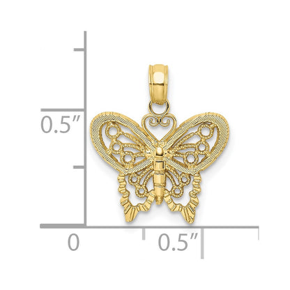 10K Yellow Gold Diamond-Cut Butterfly Charm