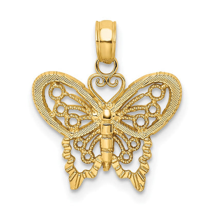 10K Yellow Gold Diamond-Cut Butterfly Charm