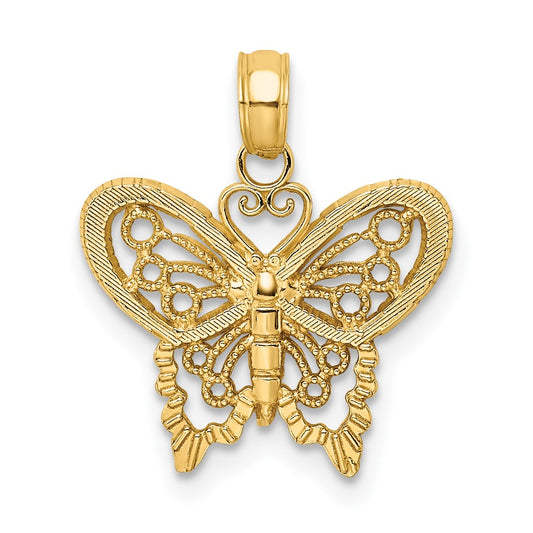 10K Yellow Gold Diamond-Cut Butterfly Charm
