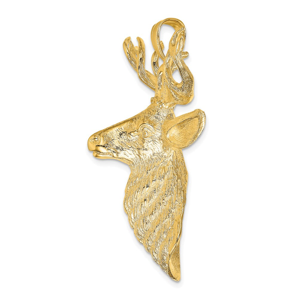 10K Yellow Gold 10K 3-D Textured Deer Head Charm