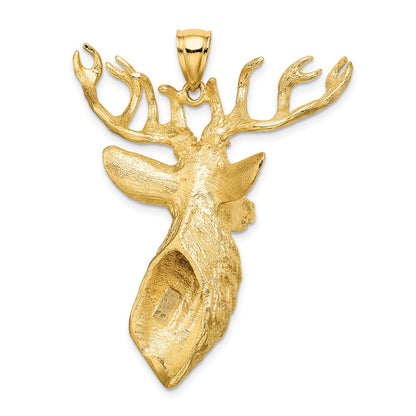 10K Yellow Gold 10K 3-D Textured Deer Head Charm