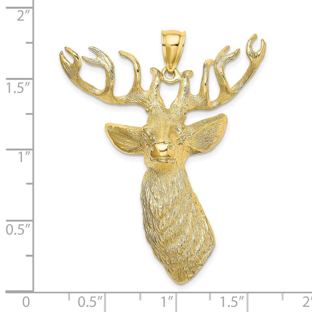 10K Yellow Gold 10K 3-D Textured Deer Head Charm