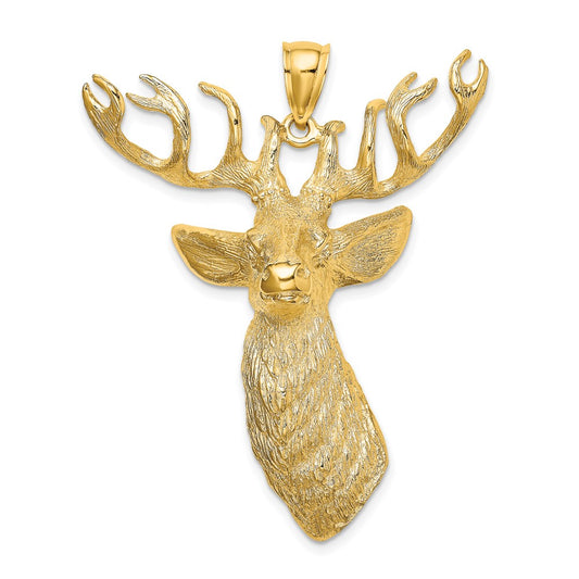10K Yellow Gold 10K 3-D Textured Deer Head Charm