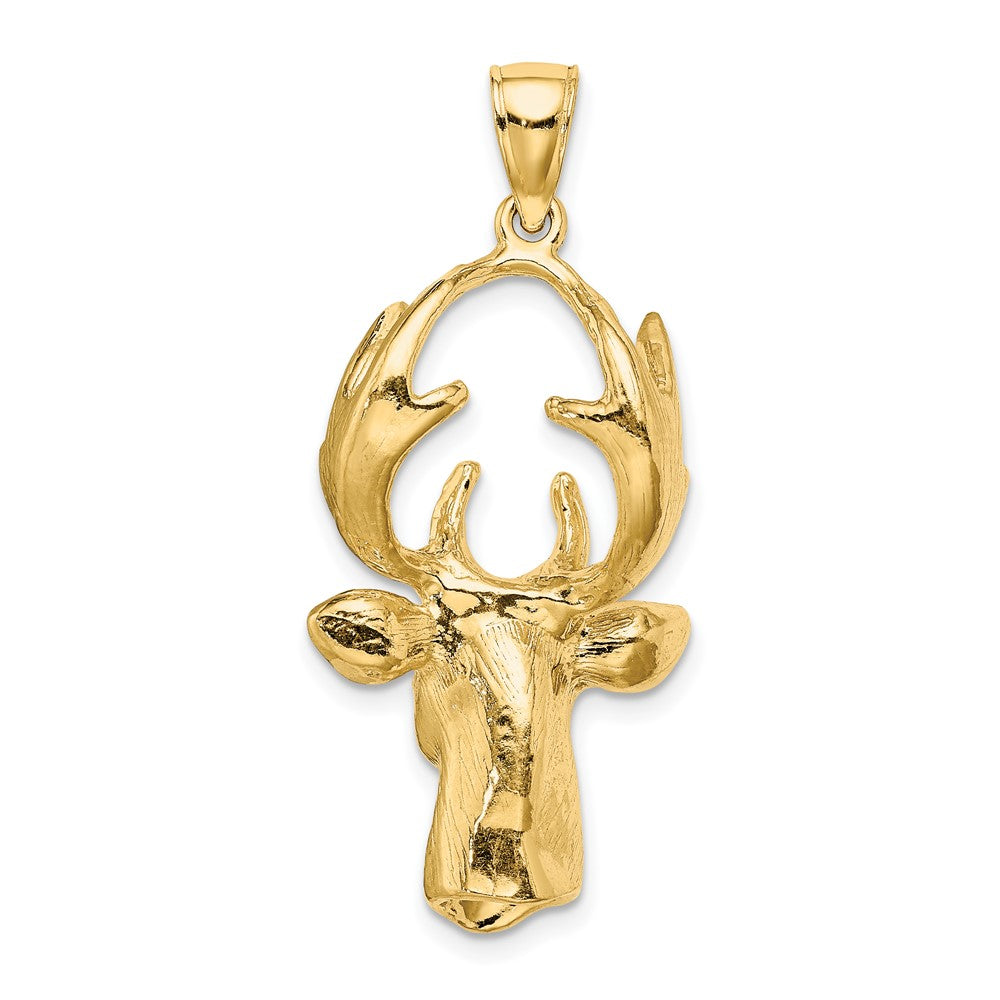 10K Yellow Gold 10K 3-D Deer Head Charm