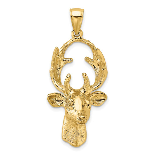 10K Yellow Gold 10K 3-D Deer Head Charm