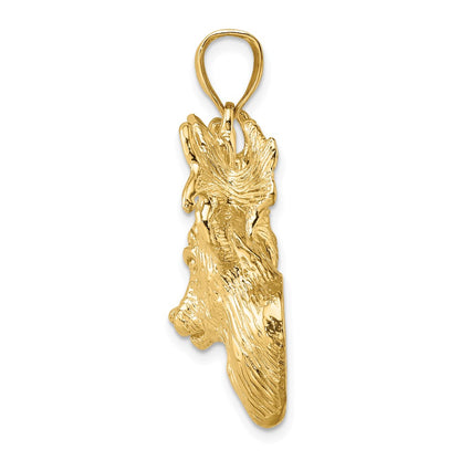 10K Yellow Gold 10K 2-D Textured Deer Head Charm