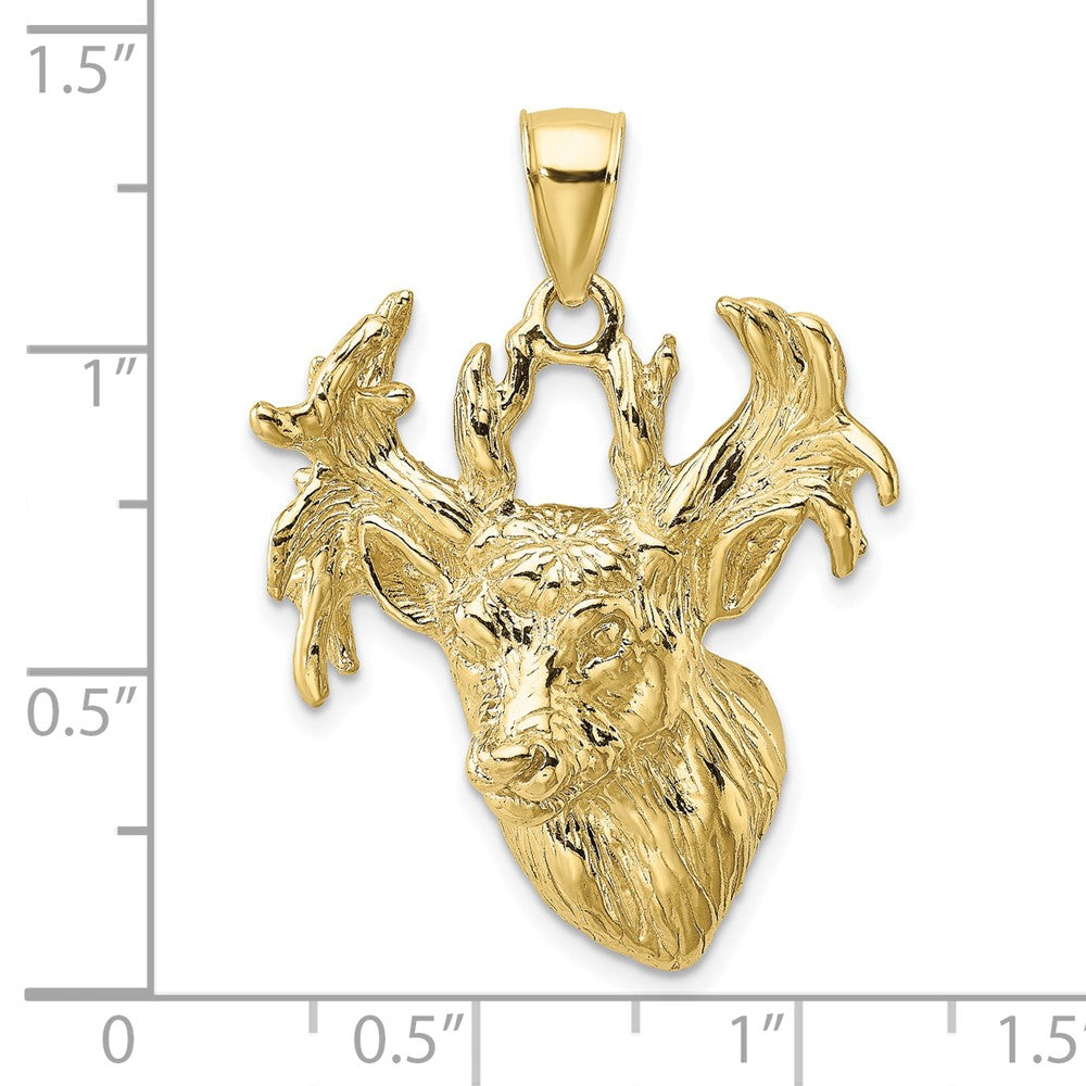 10K Yellow Gold 10K 2-D Textured Deer Head Charm