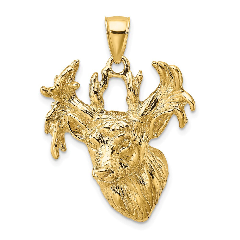 10K Yellow Gold 10K 2-D Textured Deer Head Charm