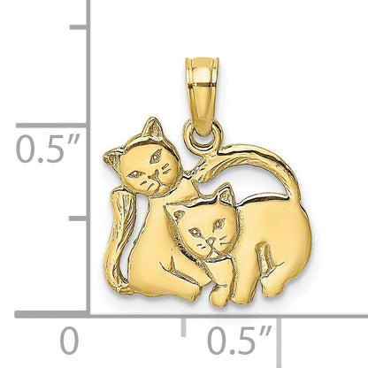 10K Yellow Gold 10K 3-D Polished Two Kittens Charm