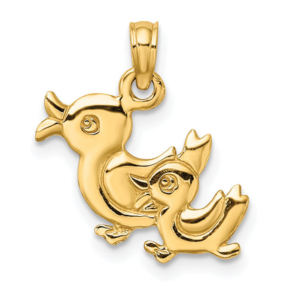 10K Yellow Gold 10K 3-D Two Ducks Charm