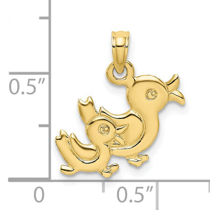 10K Yellow Gold 10K 3-D Two Ducks Charm