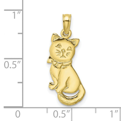 10K Yellow Gold 10K 3-D Polished Sitting Cat W/Bow Charm