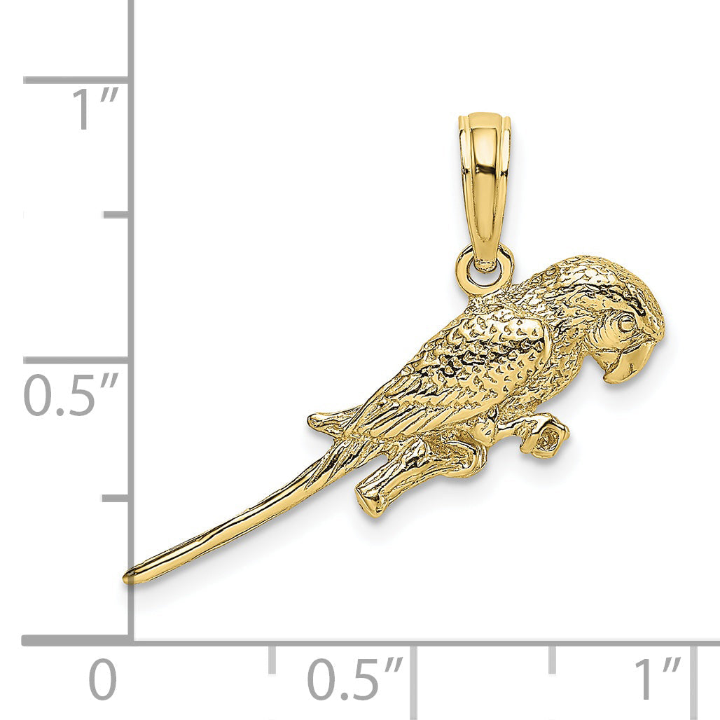10K Yellow Gold 10K 3-D Parrot Charm