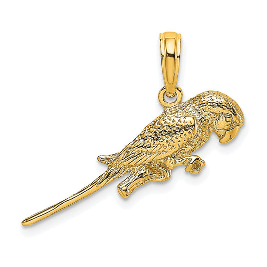 10K Yellow Gold 10K 3-D Parrot Charm