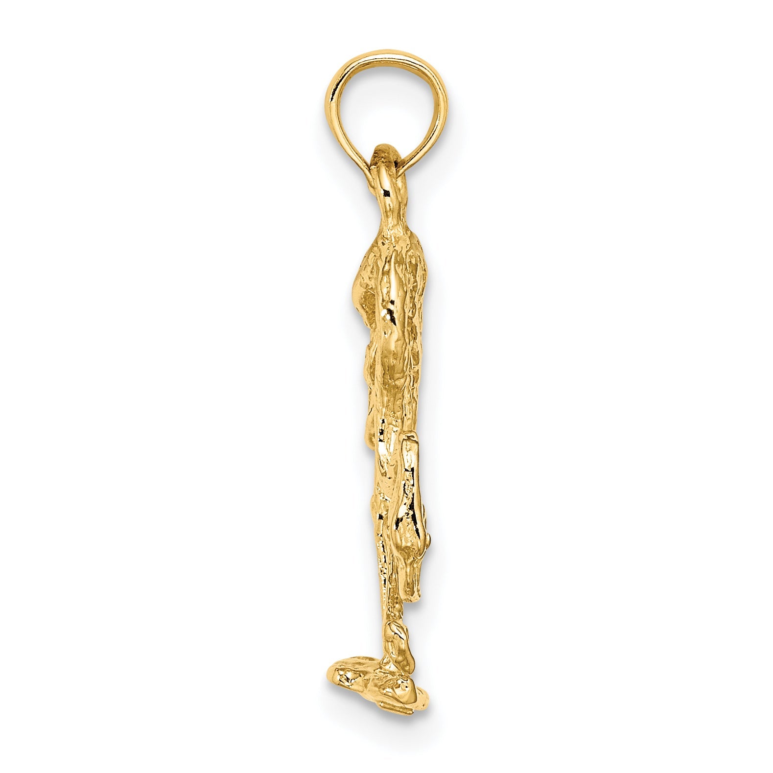10K Yellow Gold 10K 3-D Textured Flamingo Charm
