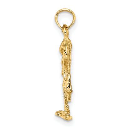 10K Yellow Gold 10K 3-D Textured Flamingo Charm