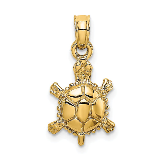 10K Yellow Gold 10K 3-D Polished Land Turtle Charm