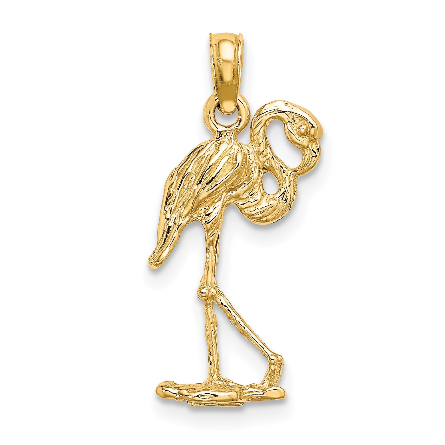 10K Yellow Gold 10K 3-D Flamingo W/ Head Up Charm