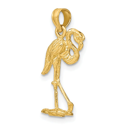 10K Yellow Gold 10K 3-D Flamingo W/ Head Up Charm