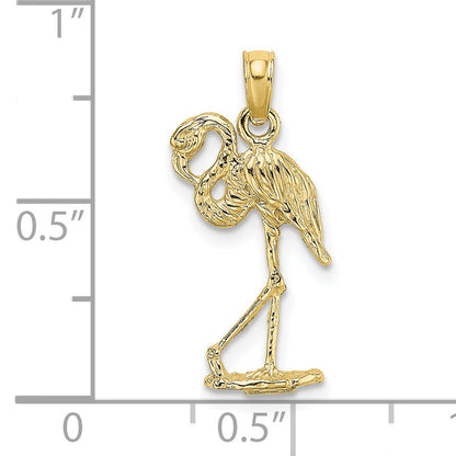 10K Yellow Gold 10K 3-D Flamingo W/ Head Up Charm