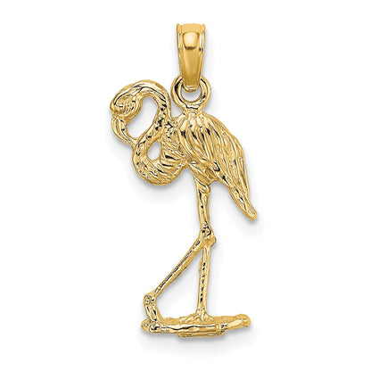 10K Yellow Gold 10K 3-D Flamingo W/ Head Up Charm