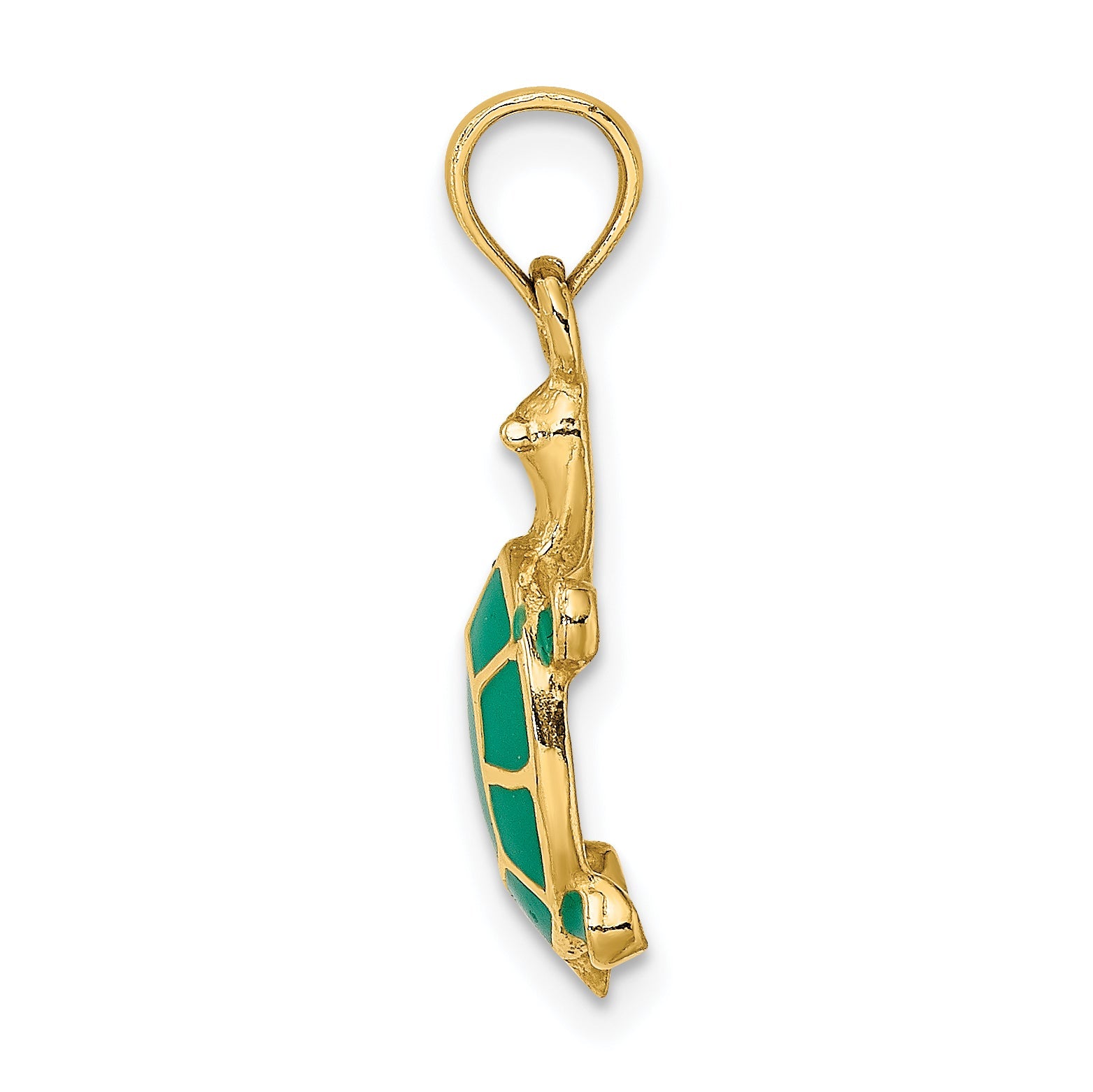 10K Yellow Gold 10K W/ Green Enamel Tortoise Charm