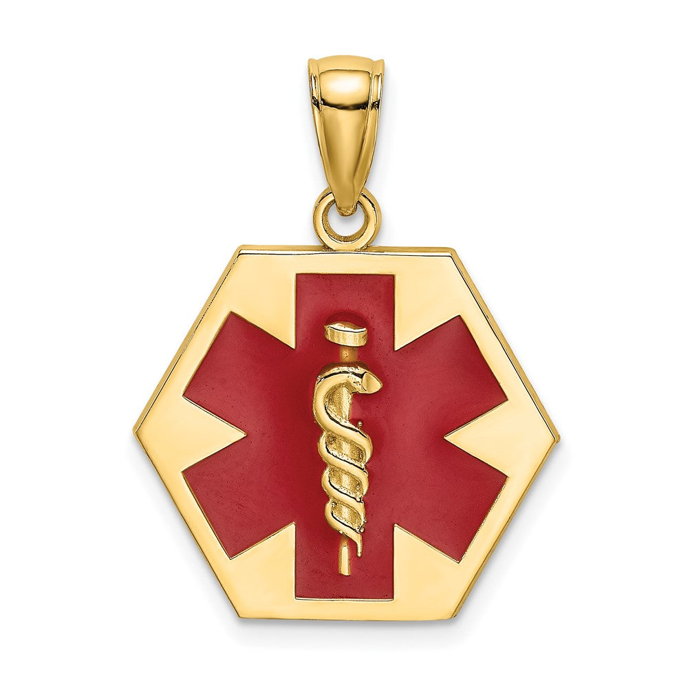10K Yellow Gold Enameled Medical Disc Pendant