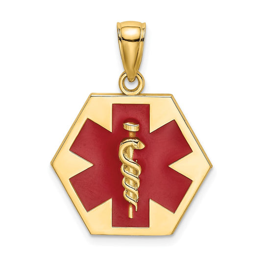 10K Yellow Gold Enameled Medical Disc Pendant
