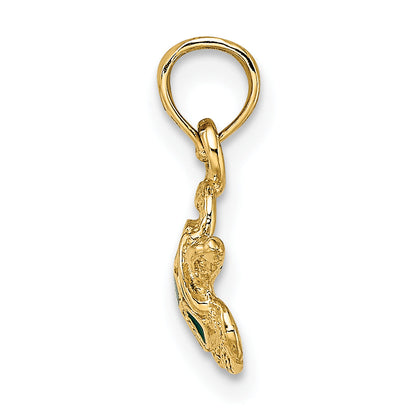 10K Yellow Gold 10K Textured And Enameled Sea Turtle Charm
