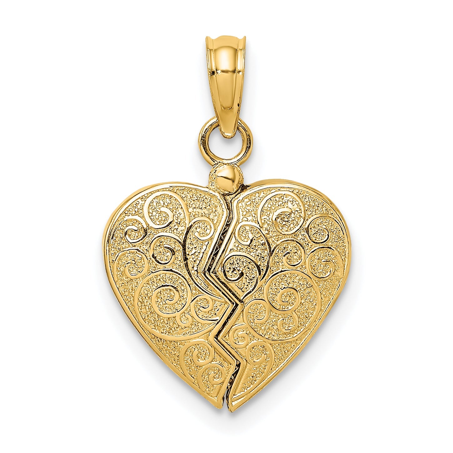 10K Yellow Gold 10K 3-D Reversible Heart Opens Charm