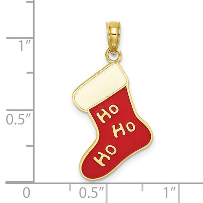 10K Yellow Gold 10K Enamel Ho Christmas Stocking Charm