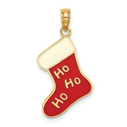 10K Yellow Gold 10K Enamel Ho Christmas Stocking Charm