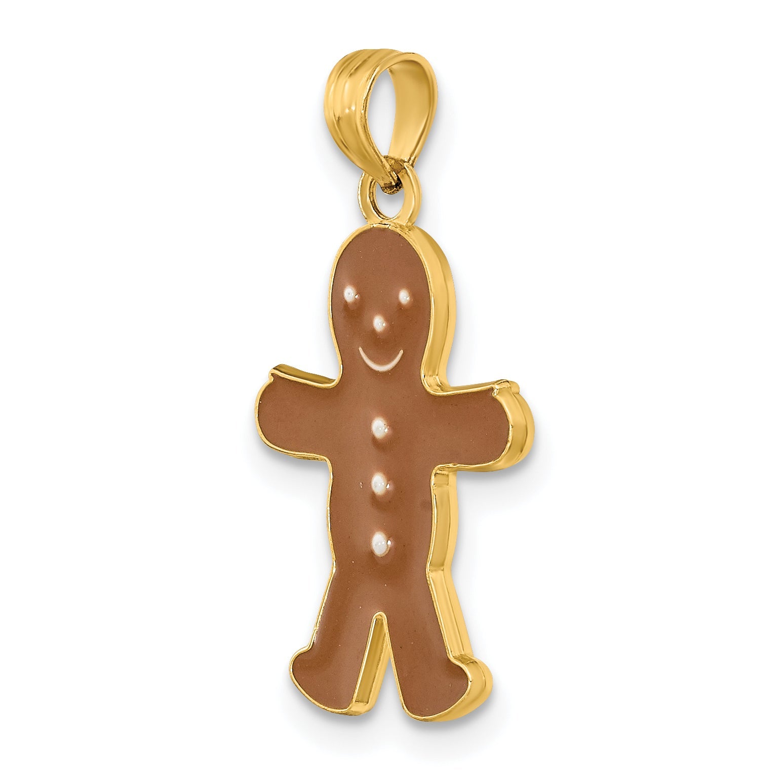 10K Yellow Gold 10K 3-D Enamel Gingerbread Man Charm