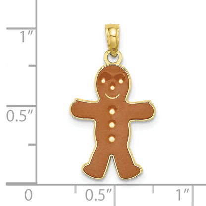 10K Yellow Gold 10K 3-D Enamel Gingerbread Man Charm