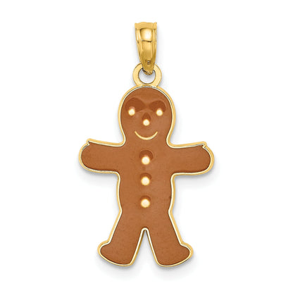 10K Yellow Gold 10K 3-D Enamel Gingerbread Man Charm