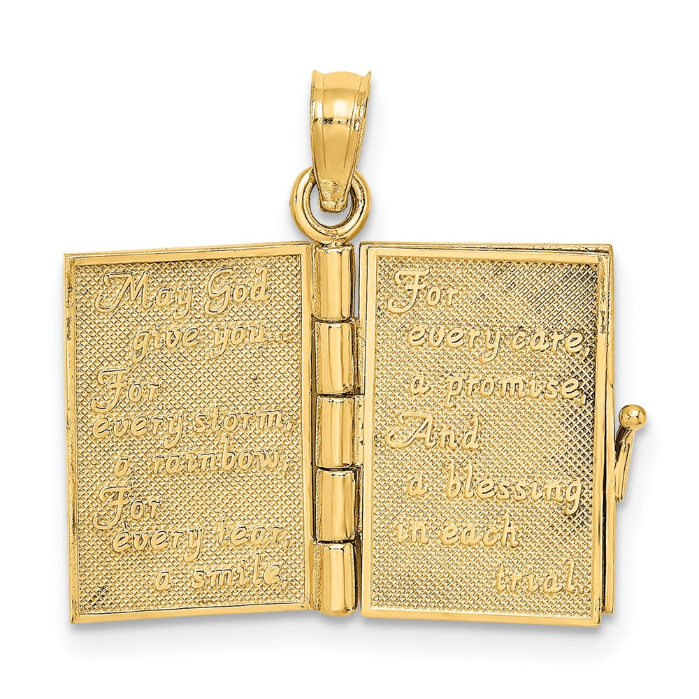 10K Yellow Gold 10K 3-D Moveable Enameled An Irish Prayer Book W/Clover Charm