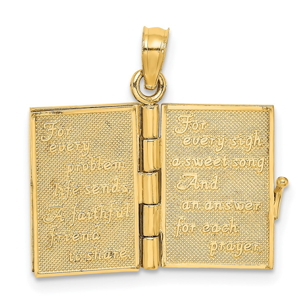 10K Yellow Gold 10K 3-D Moveable Enameled An Irish Prayer Book W/Clover Charm
